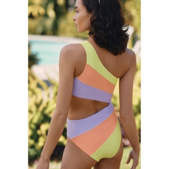 New! Beach Riot Joyce swimsuit purple colorblock 24485 - Picture 5 of 12
